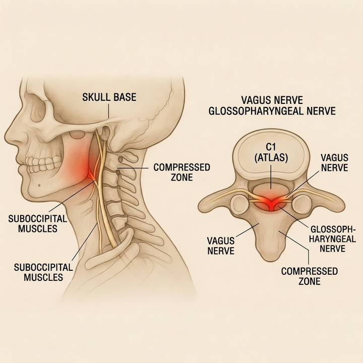 The real problem is the pressure on the vagus nerve